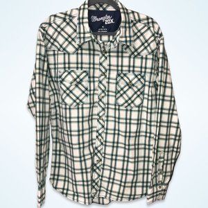 Wrangler 20X Long Sleeve Green Plaid Shirt - XL